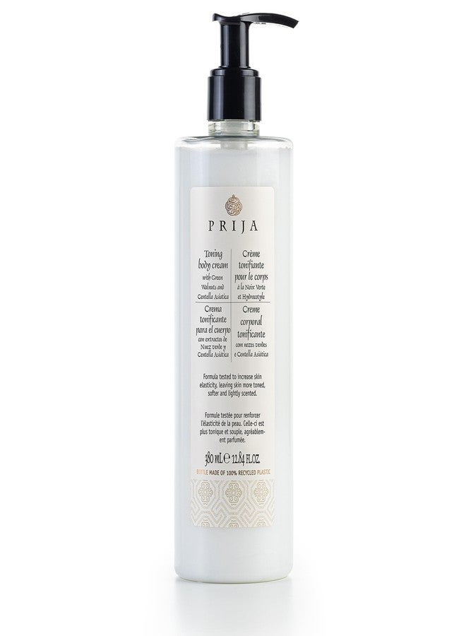 Prija Toning Body Cream with Green Walnuts and Centella Asiatica (12.84 fl oz) - Elasticizing and Moisturizing - Vegan Friendly - Dermatologically Tested - Made with 100% Recycled Bottle - Image 1